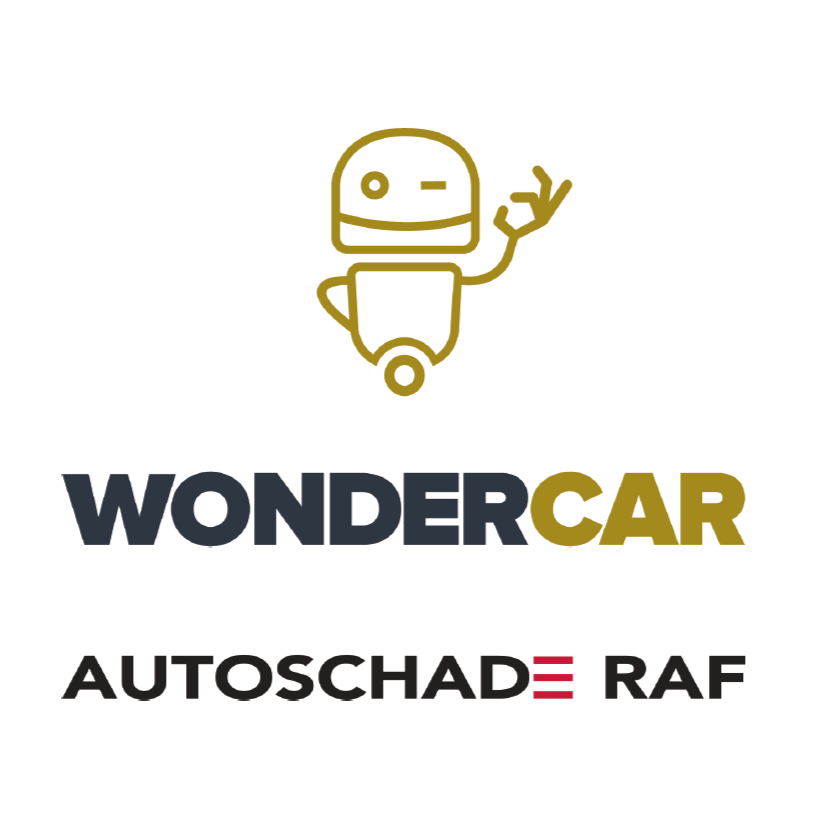 Het logo van autoschade raf en wondercar. Trotse sponsor van SBDD